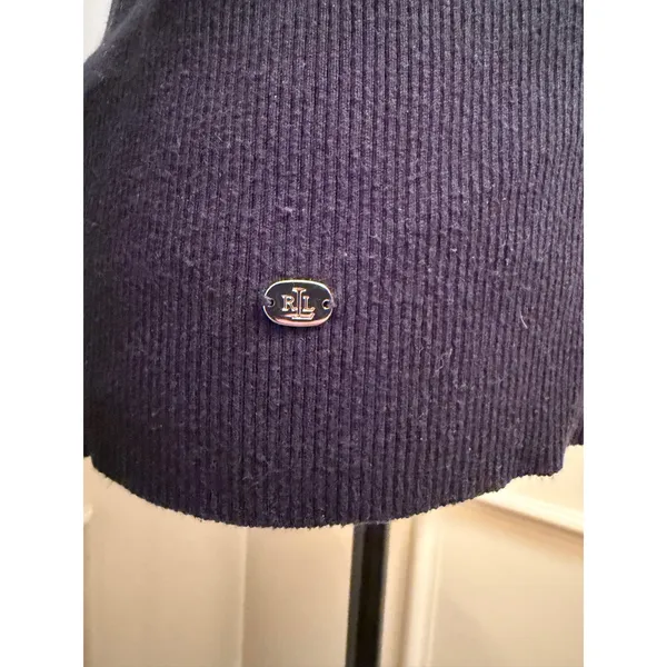 Lauren Ralph Lauren Black Ribbed Turtleneck Sweater Cotton Modal Blend Slim Fit - Image 4