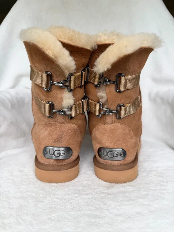 UGG CHESTNUT TAN SUEDE LEATHER & SHEEPSKIN S/N 1010258 Klea Mid-calf BOOTS Sz 9 - Image 5