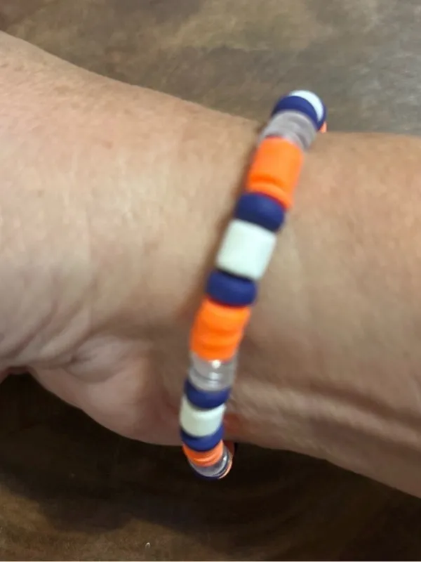 NWT Colorful Beaded Varsity Stretch Bracelet Orange - Image 3