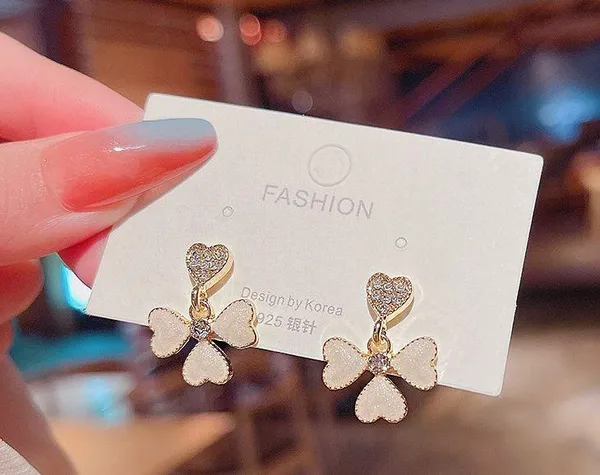 Elegant Flower Love Heart Dangle Drop Earrings for Women - Image 4