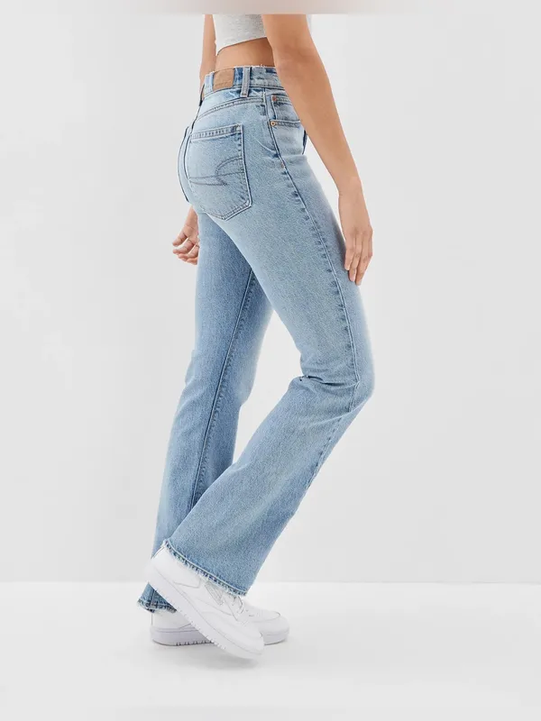 American Eagle Curvy ’90s Bootcut Slit‎ Hem Denim Jeans Light Minimalist AE Chic - Image 5