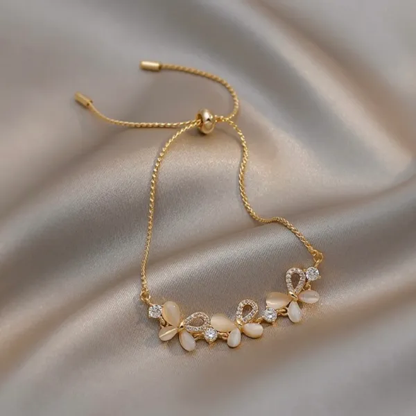 18K Gold Plated Adjustable Crystal Butterfly Charm Bracelet for Women - Image 4