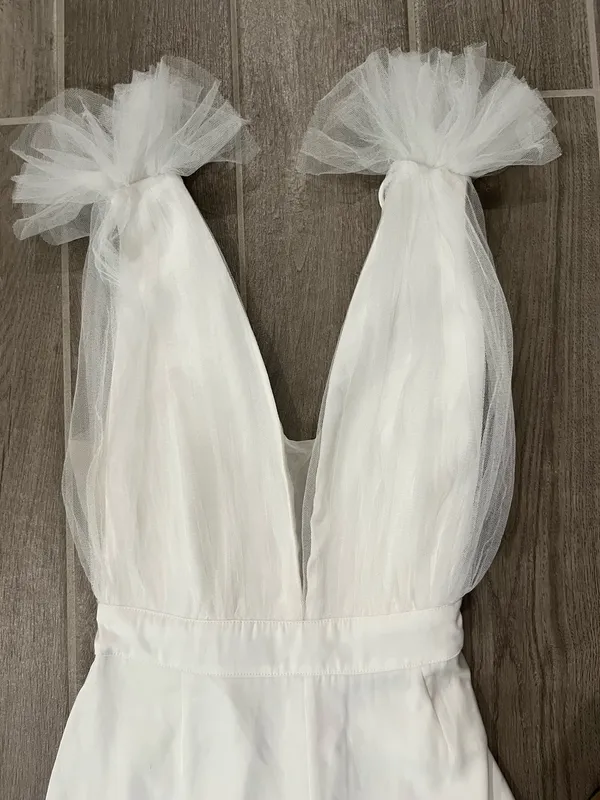 Aakaa White Tulle Jumpsuit - Image 3