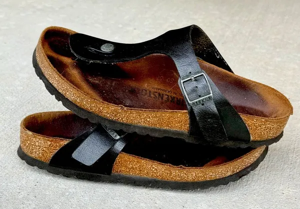 Birkenstock Ramses Black Leather Thong Sandals Sz 38 Flip Flop Gizeh Style - Image 7