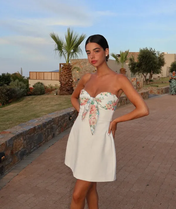 ZARA Floral White Strapless Dress - Image 3