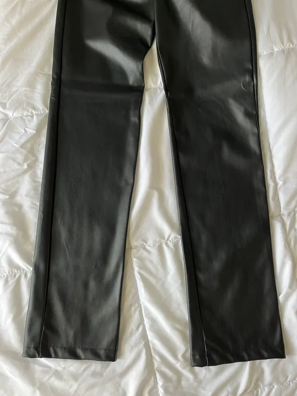 ZARA Faux Leather Straight Leg Pants - Image 5