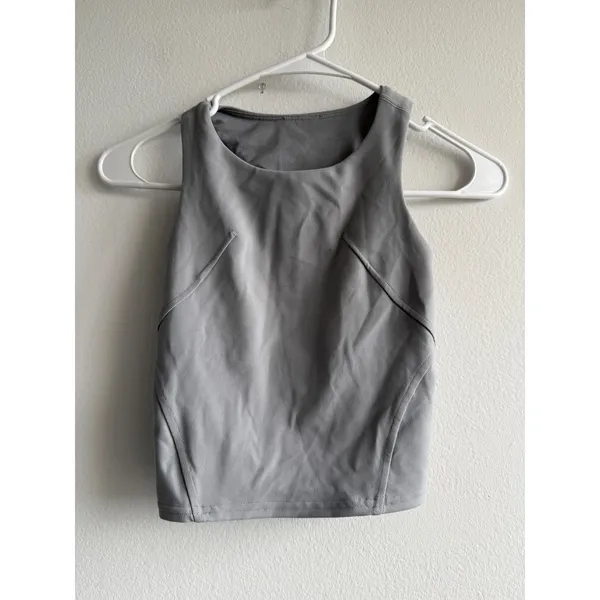 Lululemon Wunder train Tank Top Grey High‎ Neck Racerback Size 0 - Image 2