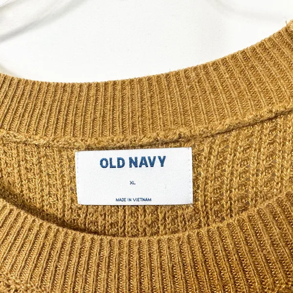 Old Navy XL Sweater Mustard Striped Crew Raglan Academia‎ Fall Knit Office 214 - Image 7
