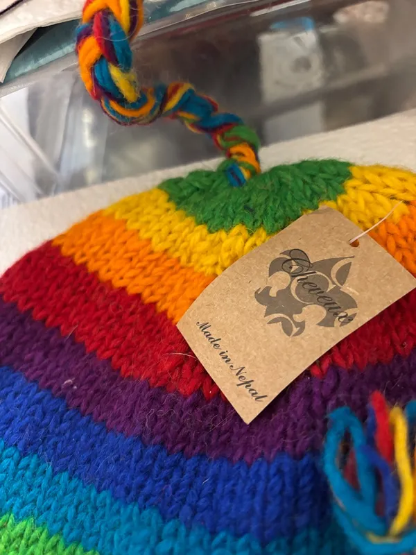 Handmade Rainbow Knit Sherpa Hat - Image 3