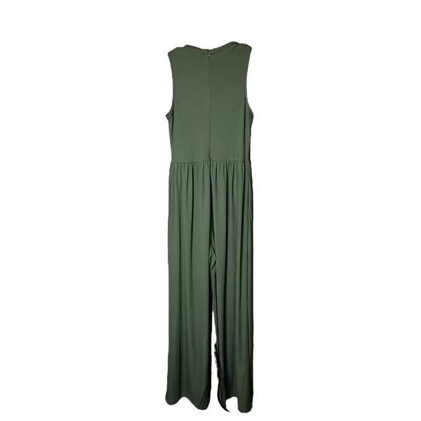 Cider‎ Solid Green Sleeveless Wide Leg Jumpsuit - Image 6