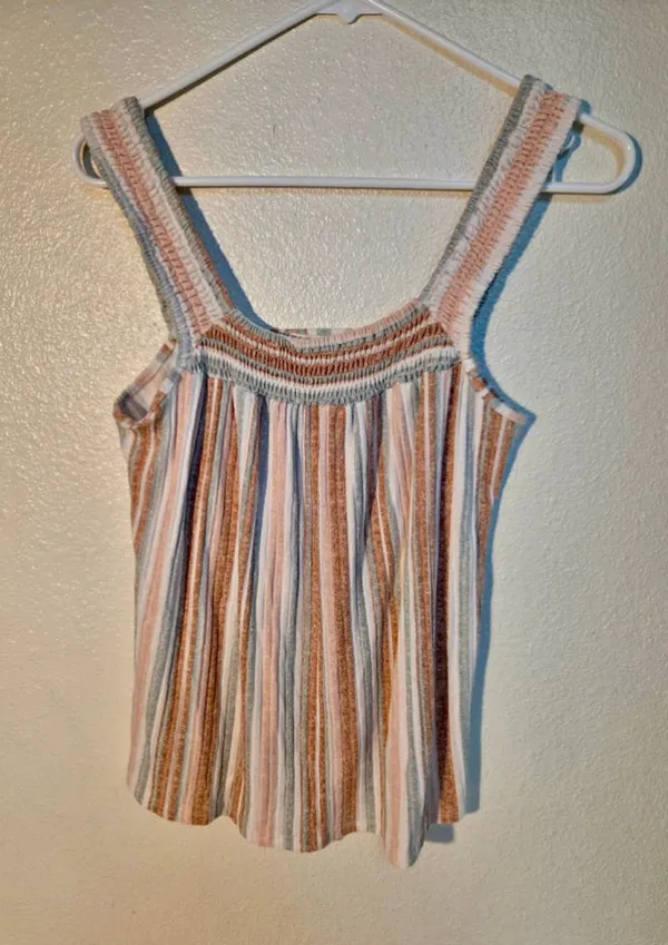 Another Reason Women’s Smocked Striped Knit Tank Top Fitted Small W-213 - Image 3