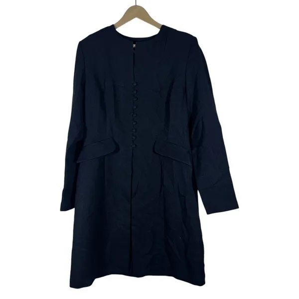 Studio I Longline Button Front Crepe Coat Dress Back Old Money Professional 14 - Image 2