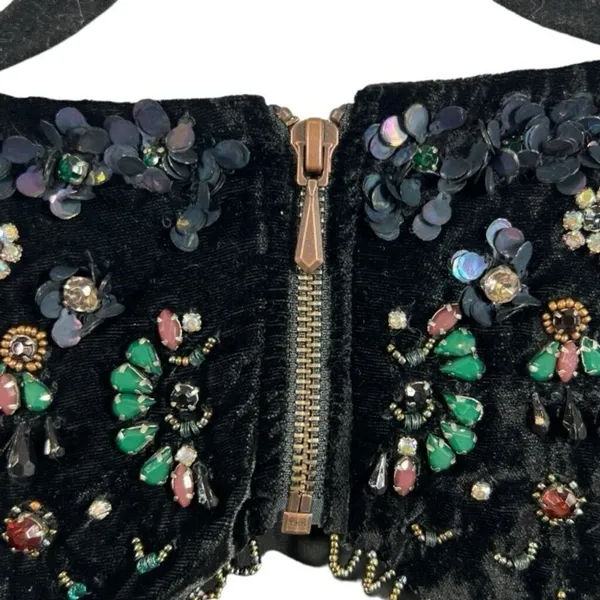 NWT Urban Outfitters Ecote Jasmina Velvet Embellished Shift Dress Black Size Med - Image 14