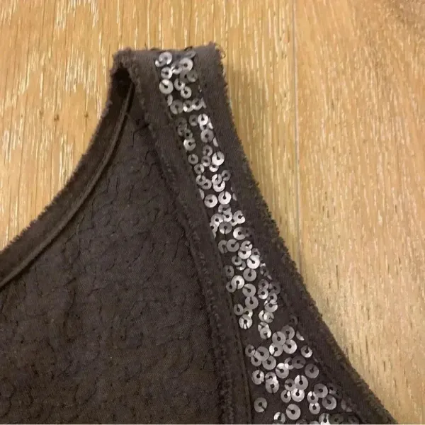 Vintage J Crew Women's Small M Brown Silver Sequin‎ Sleeveless Tank Top Party - Image 2