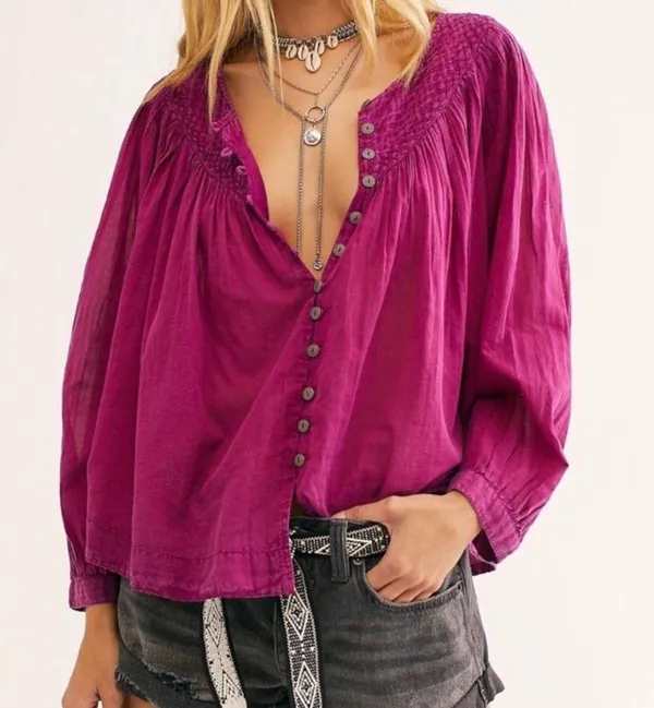 Free people we the free cool meadow button up blouse - Image 2