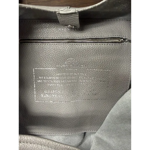 Kurt Geiger London Gray Leather Oversized Hobo Shoulder Bag Made in Italy - Image 3