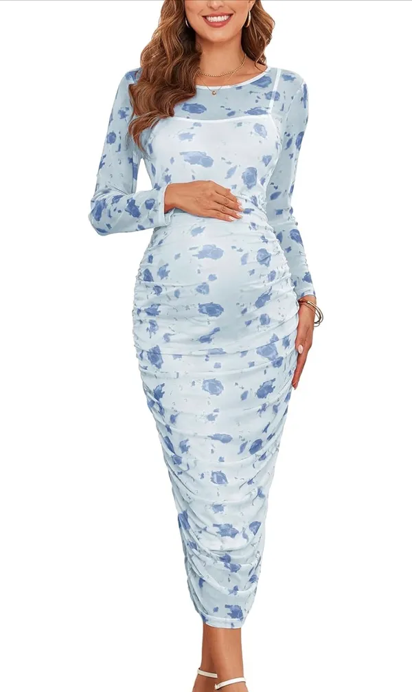 Blue Maternity Dress Size L - Image 2