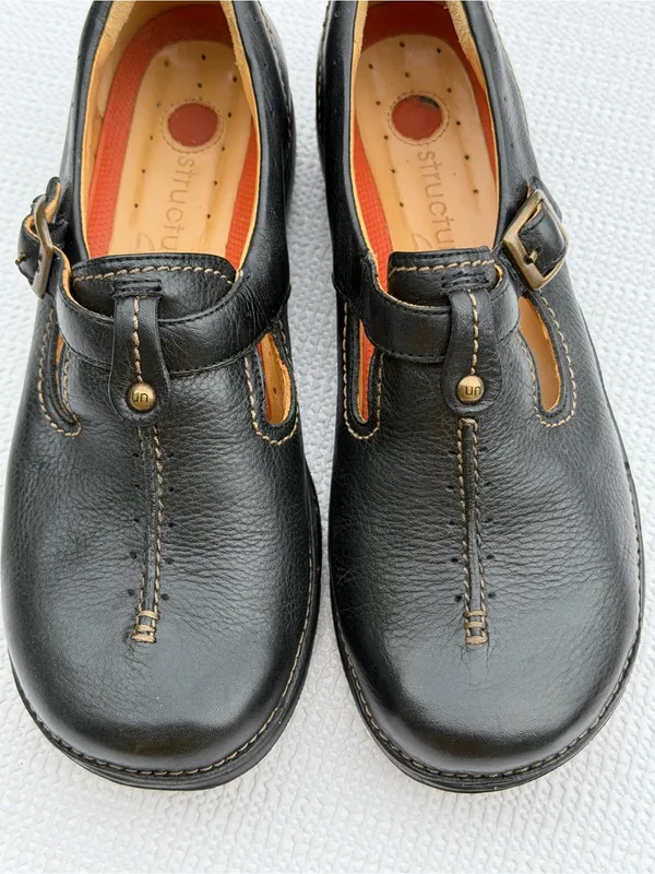 Clarks Unstructured Mary Jane Leather Comfort Shoes Black Women’s 7.5M - Image 3