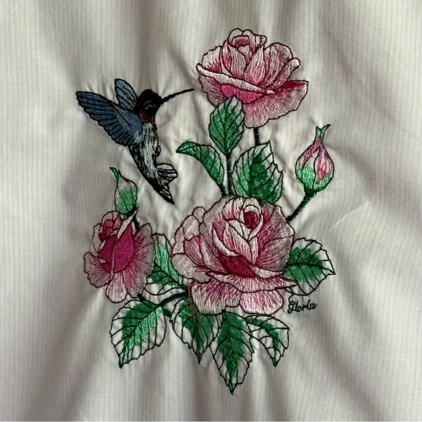 LAS OLAS Button Down Shirt Women’s Size L Pinstripe Embroidered - Image 3