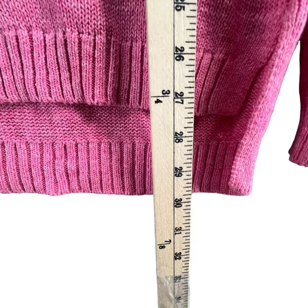 Tommy‎ Bahama Cable Knit Sweater Womens Small Pink Hooded Pullover Linen Cotton - Image 8