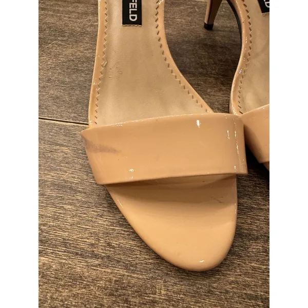 KARL LAGERFELD‎ PARIS DEMAS Ankle Strap Heel Nude Patent US 7 Sandals - Image 2