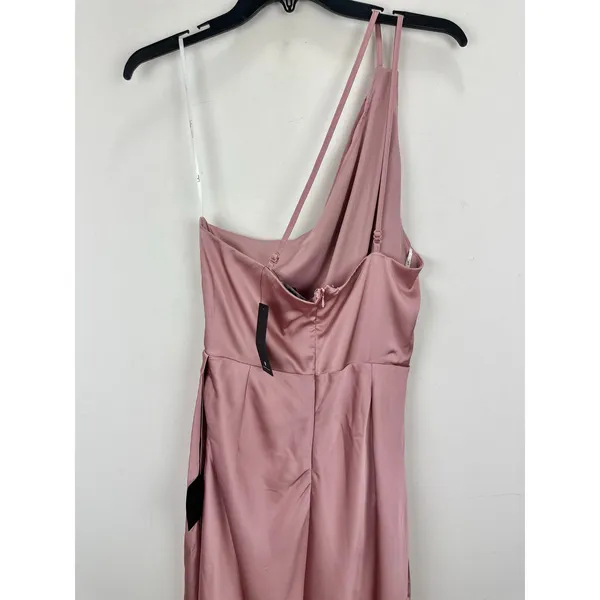 Lulus Signature Elegance Rose Satin One Shoulder Maxi Dress Formal Large NWT - Image 10