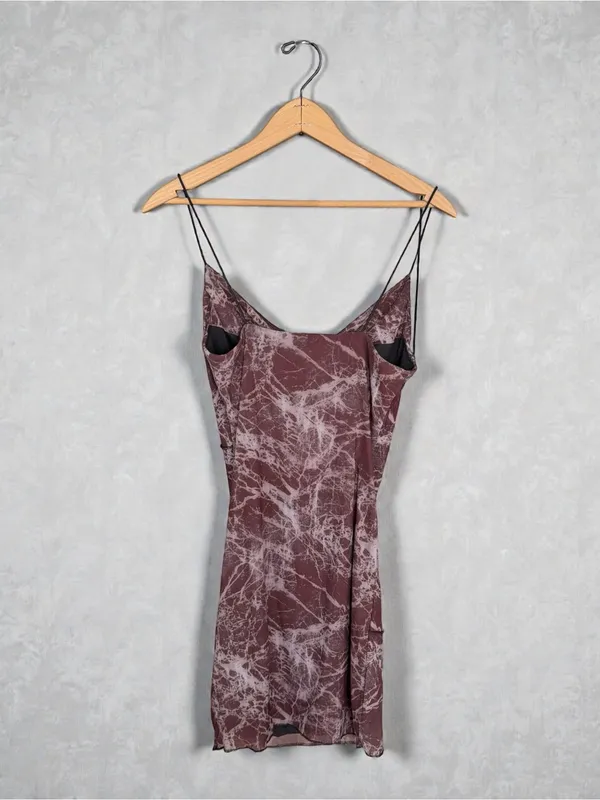 Forever 21 Marble Print‎ Mesh Cowl Neck Mini Dress Size M - Image 3
