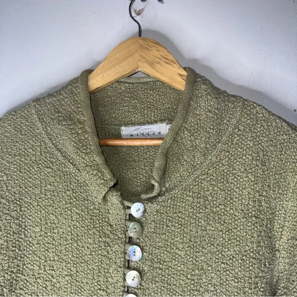 Willow Button-Up Knit Cardigan Sweater Womens Size Small Chucky‎ Knit Green - Image 3