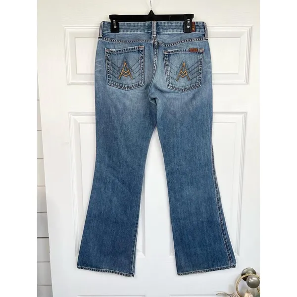 7 For All Mankind The A Pocket Blue Denim Bootcut 5 Pocket Design Size 29 - Image 2