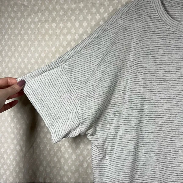 Anthropologie Akemi + Kin Grey White Striped Boxy Short Sleeve Top‎ - Image 3