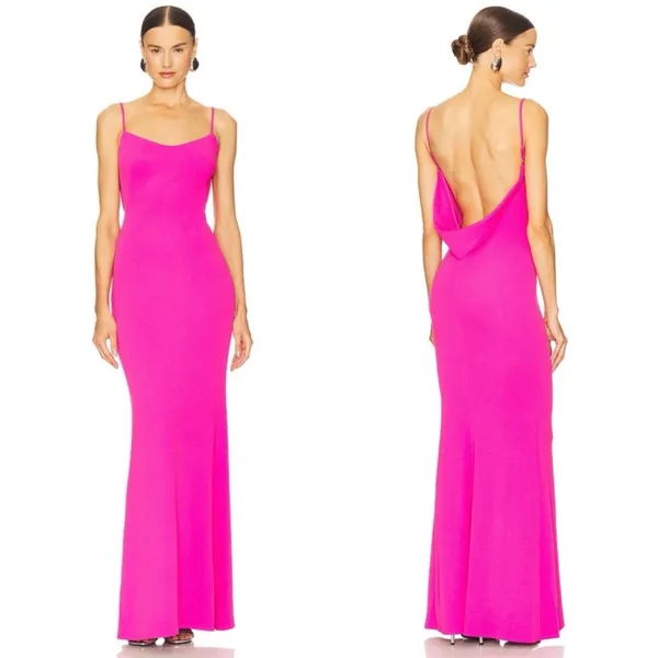 Katie May Damn Gina Low Back Gown dress in electric pink WOMENS SMALL - Image 2