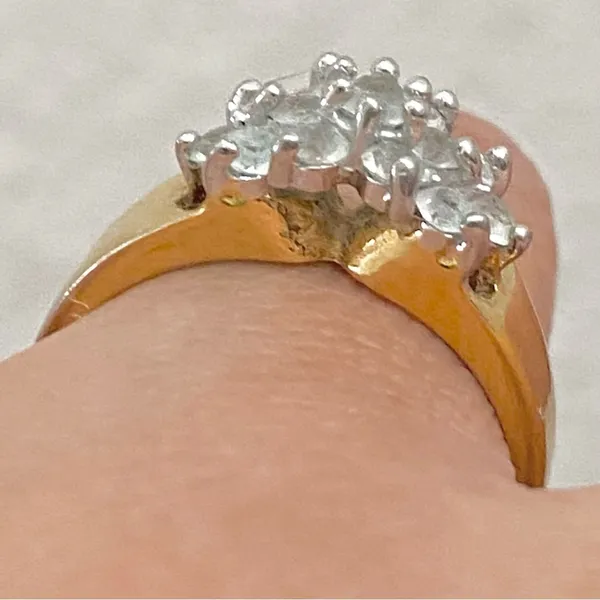 Vintage 18KGE Gold Electroplated CZ Cocktail Ring Size 8 - Image 6