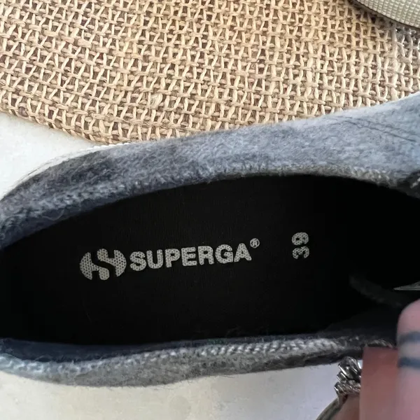 Superga Plaid Flannel Low Top Sneakers Women's Size 39 EU 8 US Grey Black‎ - Image 5