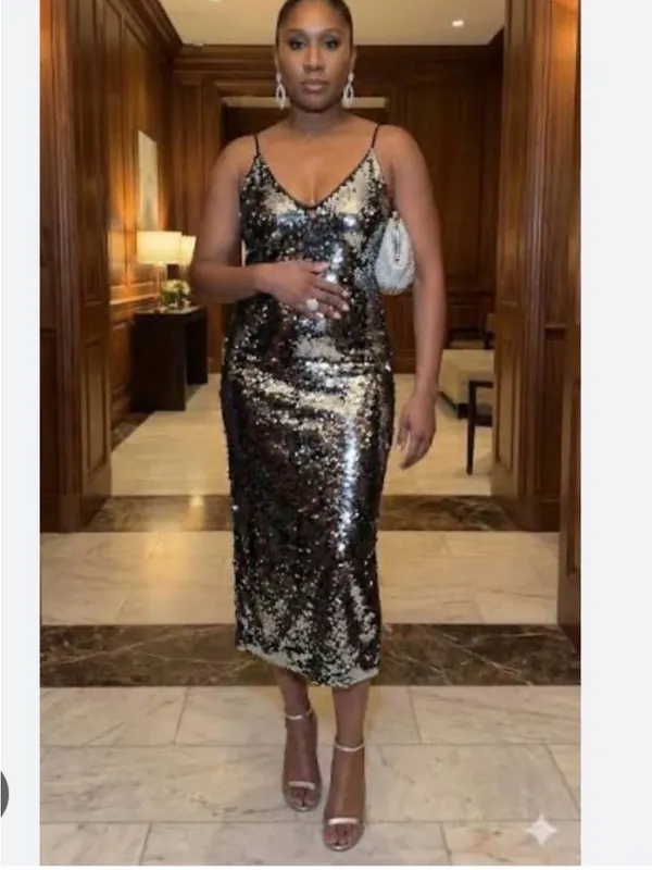 Zara sequin midi dress with snake print - Image 3