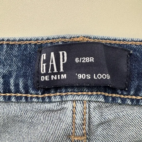 Gap 90s Loose Jeans Size 6/28R Blue Denim Mid Rise Straight Leg Casual Retro - Image 9