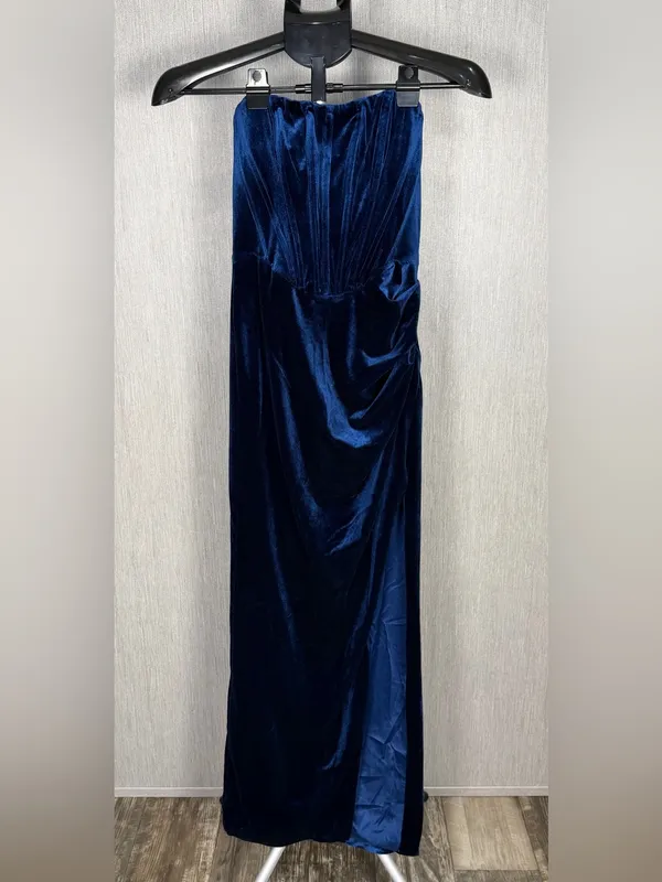 Bardot Navy Velvet Strapless Column Dress Size XS - Image 16
