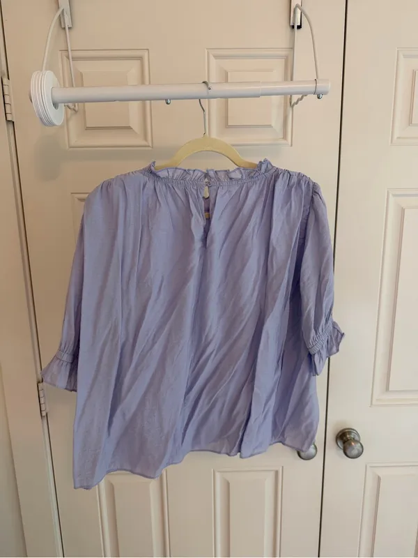 The Impeccable Pig Lavender Ruffle Puff Sleeve Blouse | Cottagecore Top - Image 2