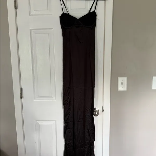 Outcast Lace Corset Tie Black Gothic Maxi Dress - Image 9