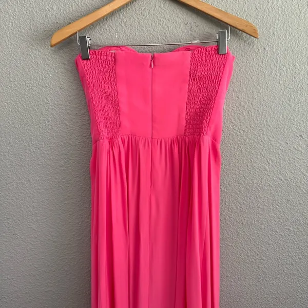 Amanda Uprichard Silk Strapless Maxi Dress Size Medium Hot Pink EUC‎ - Image 6