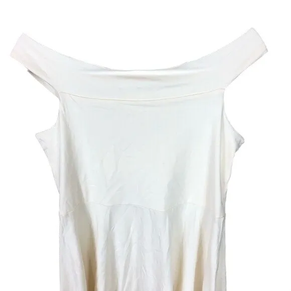 ASOS‎ Cream Off The Shoulder Skater Dress Open Back US 10 - Image 3