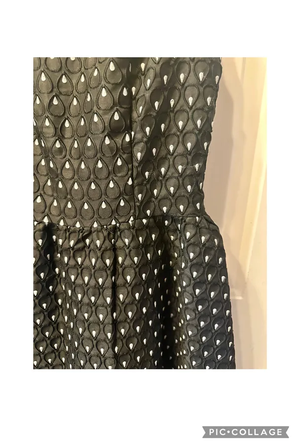Quinn Black and White Embroidered Back Cutout Mini Dress Small - Image 4