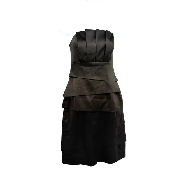 White House Black Market Strapless Satin Dress Sz 0 Y2K HOCO Tiered Cocktail - Image 2