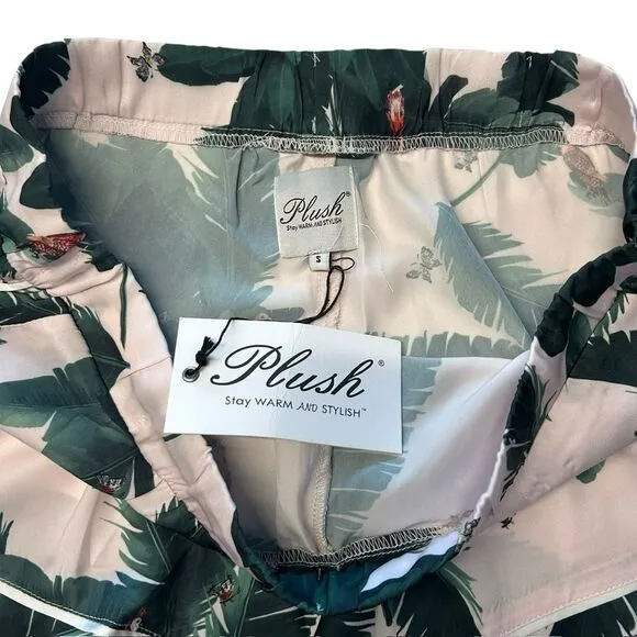 Revolve Plush Women’s Size‎ S Pink Jungle Print Satin Pajama Set Tropical Shorts - Image 7