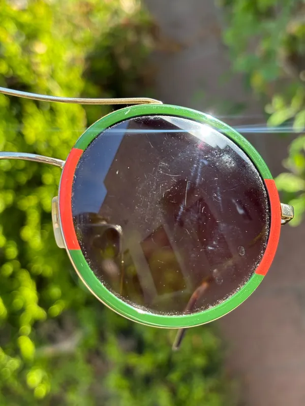 Gucci GG0061S brow bar round sunglasses 56mm gold frames green gradient lenses - Image 20