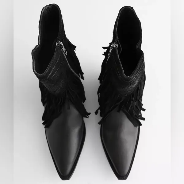 🆕 Free People | Lawless Fringe Western Boot | Black | Size: 8.5 - Image 4