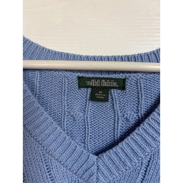 Wild Fable Preppy Blue Sweater Cable Knit Sleeveless Vest Juniors M - Image 2