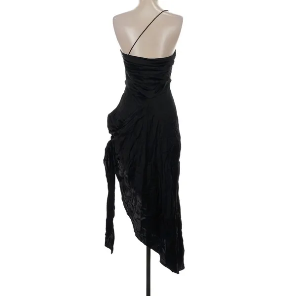 AIIFOS Erin Silk Strapless Asymmetrical Midi Dress Black Womens Medium REVOLVE‎ - Image 3