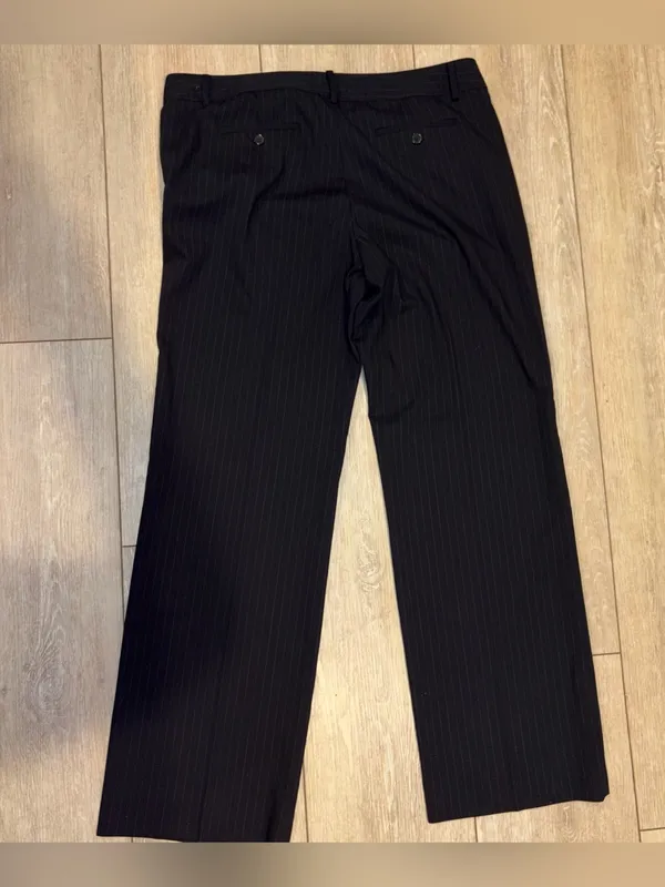 Anne Klein Wool Blend Charcoal Pinstripe Wide Leg Dress Pants 14 - Image 8