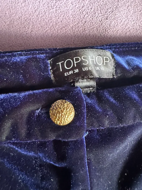 Top shop Blue Velvet Shorts - Image 2