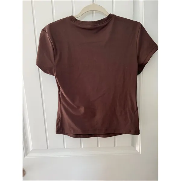 Everyday Crewneck Crop Top in Brown Size L - Image 2